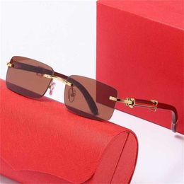 10% OFF Luxury Designer New Men's and Women's Sunglasses 20% Off style wooden leg catapult fashion trend square i-piece rimless glassesKajia