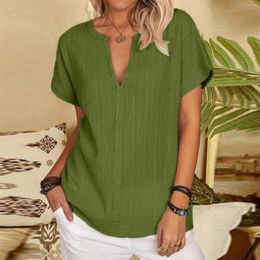 Women's Blouses Cotton Workout Tees For Women Casual Solid V Neck Short Sleeves Shirt Blouse Looose Top Thermal Tunic Tops