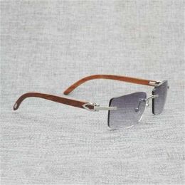 Luxury Designer High Quality Sunglasses 20% Off Natural Black White Buffalo Horn Men Rimless Square Wooden Clear Frame Vintage for Club Outdoor Shades