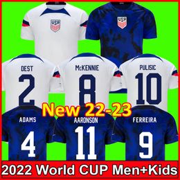 2022 2023 Pulisic Dest McKennie Soccer Jerseys Usmnt Aaronson Musah Usas Ferreira Reyna Weah Ream Camisas de fútbol Adams Morris Men Kids Kit establece uniformes