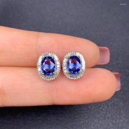 Stud Earrings Blue Sapphire Gemstone Women Jewellery Exquisite Natural Gem Good Colour 925 Silver Ornament Birthday Gift