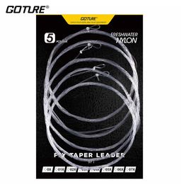 Fishing Accessories Goture 5pcs Tapered Leader Fly Fishing Line 9FT/2.74M 0X/1X/2X/3X/4X/5X/6X/7X Fly Line Leader With Loop Clear Nylon Line P230325