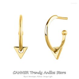 Hoop Earrings CANNER 925 Sterling Silver Women Taper Spike Rivet Stud Earring Gold Colour Small Geometry Ear Hoops Fine Plata Jewellery