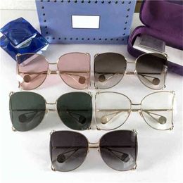 Luxury Designer Fashion Sunglasses 20% Off version family large frame pearl glasses legs Yang Mi Yuan Shanshan yunyun same net Red gg0252sKajia