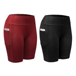Gym Clothing Women Shorts With Pocket Elastic Running Fitness Workout Quick Dry Compression Thin Trainning & Exercise