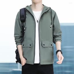 Men's Jackets Spring Autumn Jacket For Men Solid Color Male Hooded Korean Style Casual And Coats Slim Fit Tops Clothing