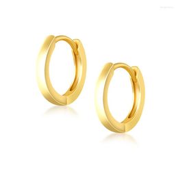 Hoop Earrings European And American Luxury 925 Sterling Silver Glossy For Women Simple Geometric Gold Round
