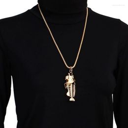 Pendant Necklaces Utrend Fish Bone Long Sweater Chain Necklace For Women Punk Statement Hippie Hop Jewelry Accessary Collare Bijoux