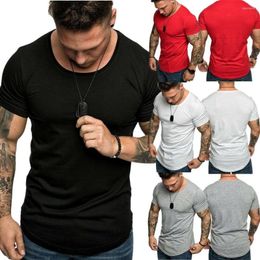 Men's T Shirts 2023 Summer Men Casual Solid Shirt Gym Muscle T-Shirt Short Sleeve O-Neck Training Tee Tops