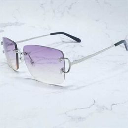 Luxury Designer Fashion Sunglasses 20% Off Big Square glasses Men Rimless Purple Vintage Driving Shades Eyewear Carters Metal GlassesKajia