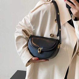 Shoulder Bags Saddle Crossbody for Women 2023 Trend Fashion Pu Leather Small Handbags and Purses Solid Vintage Bag 230322