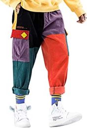 Men's Pants Mens Womens Colour Patchwork Cargo Pants Hip Hop Joggers Streetwear Pants Fashion Clothings W0325