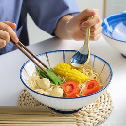 Bowls Japanese Ceramic Bowl 8 Inch 1100ml Noodles Soup Household Restaurant Kitchen Supplies Lamian Hat Trumpet