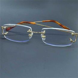 Luxury Designer Fashion Sunglasses 20% Off Eyeglasses Frame Rimless Men Women Rectangle Transparent Clear Eye Glasses Prescription EyewearKajia