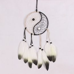 Vintage Hand-painted Feather Tai Chi Dream Catcher Home Interior Decoration Tai Chi Car Pendant 1224183