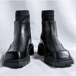 Boots Men Fashion Brand Brand Designer Square Toe Scarpe Punk Nightclub Dress Cowboy Caviera originale Botas D2H1 38B0E