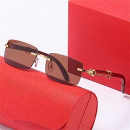 40% OFF Luxury Designer New Men's and Women's Sunglasses 20% Off style wooden leg catapult fashion trend square i-piece rimless glassesKajia