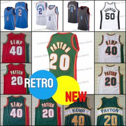 New Kevin Durant 2 Gilgeous-Alexander Basketball Jersey Retro Robinson Gary Payton Shawn Kemp 40 50 35 Mens Jerseys Red Green Stitched