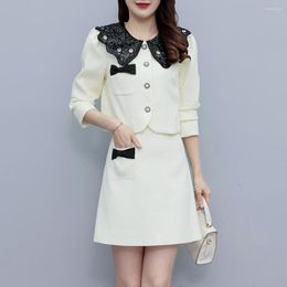 Two Piece Dress Small Fragrance Spring Summer Korean Fashion Clothing 2 Sets Short Blazer Crop Coats Jacket And Mini Skirt Set