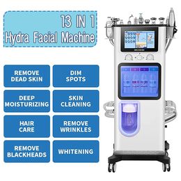 13 IN 1 H2O Dermabrasion Facial Machine Aqua Face Clean Microdermabrasion Professional Oxygen Facial Equipment Crystal Diamond Water Peeling lon acne treatment