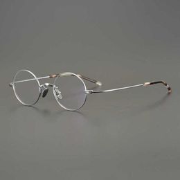 Luxury Designer Fashion Sunglasses 20% Off Japanese small round handmade ultra-light myopia pure titanium full-frame glasses with height