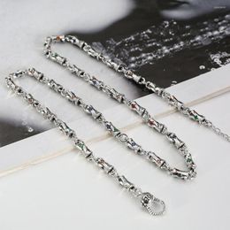 Chains European And American Retro Fashion Color Zircon Waist Drum Bead Made Of Old Necklace Collarbone Chain