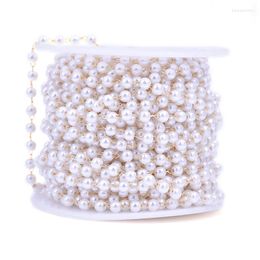 Chains 1Meter Stainless Steel Imitation Pearl Beads Ball Link Chain For Women Wedding Party Gift Eyeglass Handbag Strap Jewelry