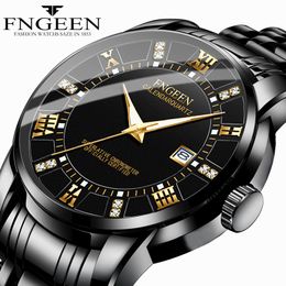 5 Pcs Men's Watch Calendar Fashion Casual Business Ultra-thin Waterproof Quartz Watch Black Steel Band