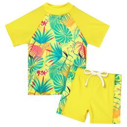 Swim wear BAOHULU Kids Swimsuit UPF 50 UV Sun Protective Rash Guard Two Pieces Set Beach Wear Summer Water Sport Surfing Suit 230325