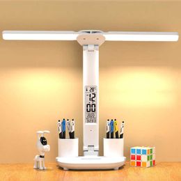 Night Lights Multifunction LED Desk Lamp Table Lamp with Calendar USB Touch Night Light with Pen Holder for Reading Lamp Home Decoration P230325