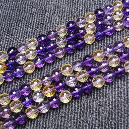 Beads 6-10mm Natural Yellow Purple Ametrines Quartz Round Faceted DIY Loose For Jewellery Making Accessories 15'' Gift