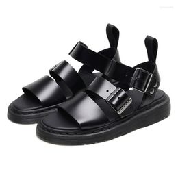 Sandals Punk Style Women Black Flat Shoes Woman Leisure Thick Sole Beach Flats Sandalias Mujer Straps Gladiator Sandal