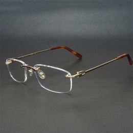 Luxury Designer Fashion Sunglasses 20% Off Metal Square Clear Frames Men Women Rimless Glasses Optical Frame Spectacles Eyeglasses for Computer 9011