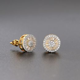 Stud Round Crystal Earrings for Women Gold Colour Cubic Zirconia Hip Hop Earring Mens Jewellery Bulk Items Wholesale Lots OHE123 230325