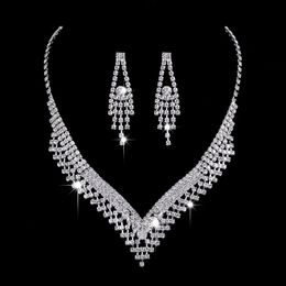 Wedding Accessories Brilliant Full Jewellery Diamond Zircon Water Drop Necklace Earrings Bridal Wedding Jewellery Set Wholesale