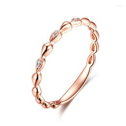 Cluster Rings Solid 14k Rose Gold Natural Diamonds Engagement Ring Women Wedding Band Trendy Anniversary Party Valentine Gift Fine Jewellery