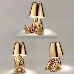 Night Lights Gold Table Lamp Led Night Light Thinker Lamp Coffee Bar Decorative Lamp Bedroom Table Lamp Cartoon Childrens Day Gift P230325