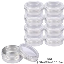Storage Bottles 12/24/8/96pcs 60ml Metal Candle Jar Aluminium Tin Jars With Window Refillable Lip Cosmetic Container Sample