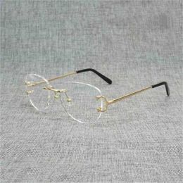 Luxury Designer High Quality Sunglasses 20% Off Vintage Rimless Square Clear Men Oval Wire Eyeglasses Optical Metal Frame Oversize Eyewear Women for Reading Oculos