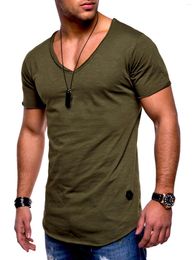 Men's T Shirts Deep V Neck Sexy Men T-Shirt Vintage Short Sleeve Solid Colour Muscle Fit Shirt Top Tees Fashion Brand Clothing