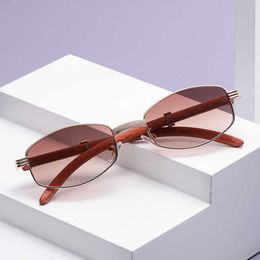 Designer Men's and Women's Beach Couple Sunglasses 20% Off Anti-blue light circular frame real object photography wood grain fashion glasses 885