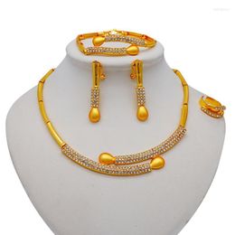 Necklace Earrings Set & African Dubai Gold Jewellery Nigerian Crystal Long For Women Italian Bridal Wedding Accessories Half22