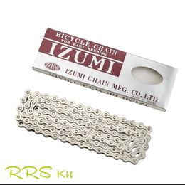 Bike Chains Japan IZUMI Bicycle Chain 410 Series 116 Links Track Single ChainFix Gear Speed Road Accessories 230325