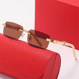 40% OFF Luxury Designer New Men's and Women's Sunglasses 20% Off Fashionable Women card home frameless square plate spring leg fashion glassesKajia