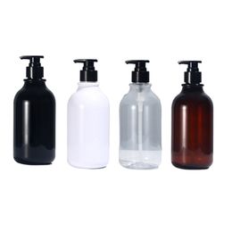 Plastic Packing Shiny Bottle Black Lotion Press Pump Round Shoulder PET Four Color Showergel Bottes Portable Cosmetic Refillable Packaging Container