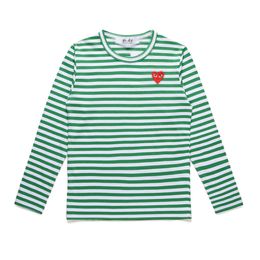 Designer TEE Men's T-shirts CDG Com Des Garcons PLAY Red Heart Long Sleeve T-shirt Striped Green/White Size XL