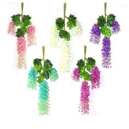Decorative Flowers Artificial Wisteria Flower Rattan Wall Hanging Vine Simulation Green Plant For Garland Arch Wedding Decoration