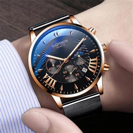 2021- new men's watch luminous fake three-eye non-machine quartz male students Korean version of the trend men242F