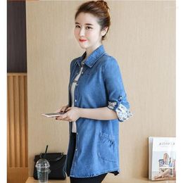 Women's Blouses Blouse Women Denim Shirt Women's Long-Sleeved Spring Autumn Oversized Loose Coat Blusas Ropa De Mujer