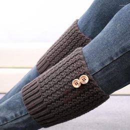 Women Socks Leggings Button Leg Warmer Knitted Boot Cover Thermal Winter Shin Short Sock Serrated Girls Fashion Accessories Stockings